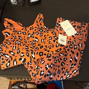 Fabletics Orange Leopard Print Top